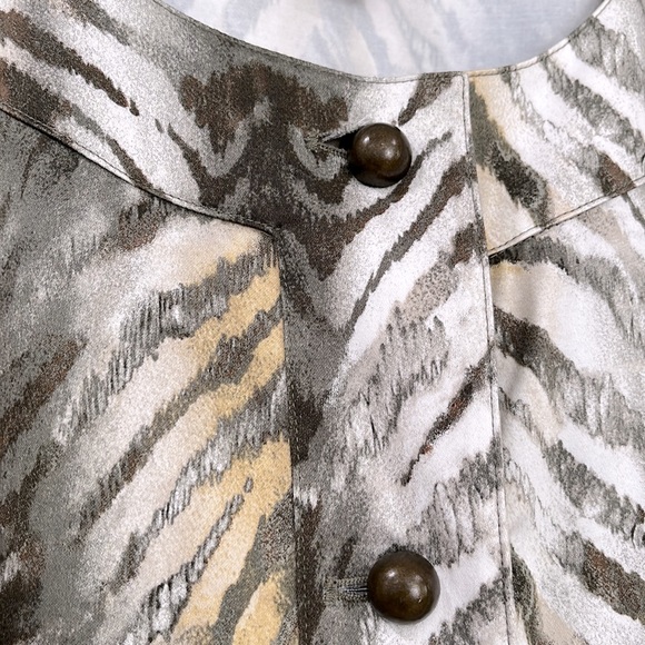 Chico’s Animal Print Green Gray Lightweight Blazer Jacket, Size XL - Picture 6 of 14